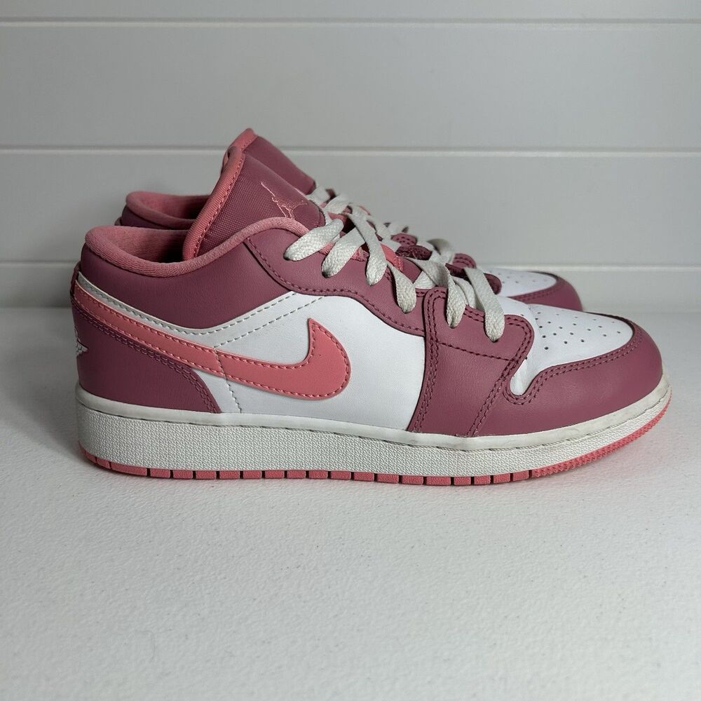 Nike Air Jordan 1 Low Shoes Youth Size 5.5Y GS Desert Berry Coral Chalk